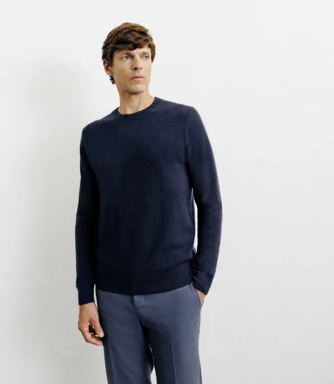 IZAC - Pull col rond 100% cachemire marine