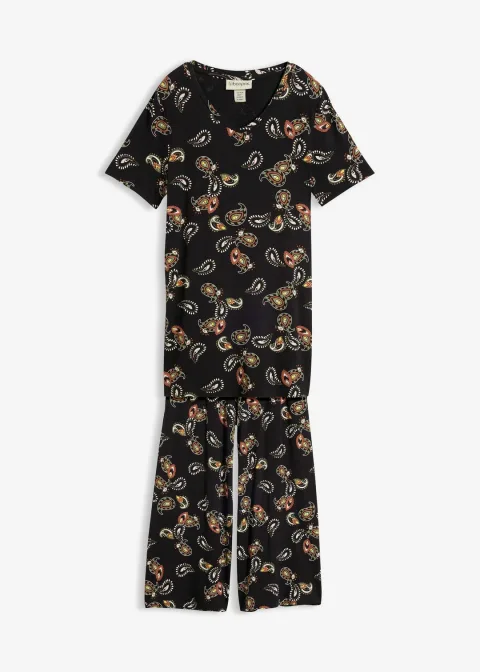 T-shirt et jupe-culotte en viscose fluide (ens. 2 pces)