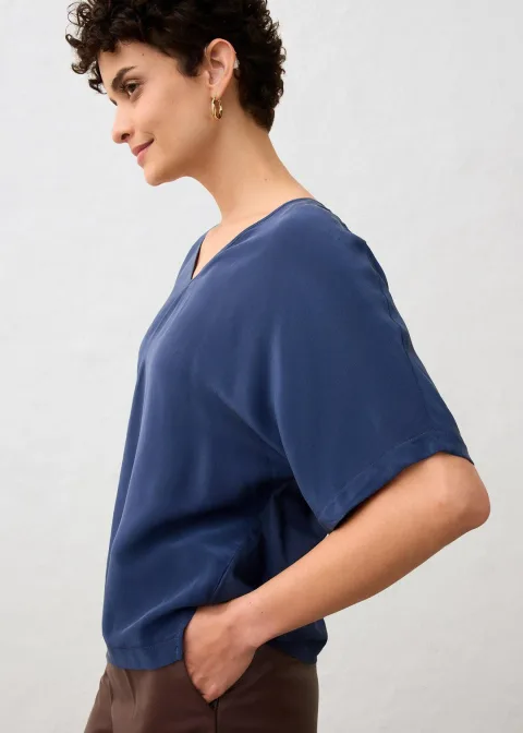 T-shirt avec soie et empiècement tissé