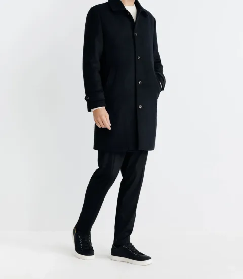 IZAC - Manteau long droit noir