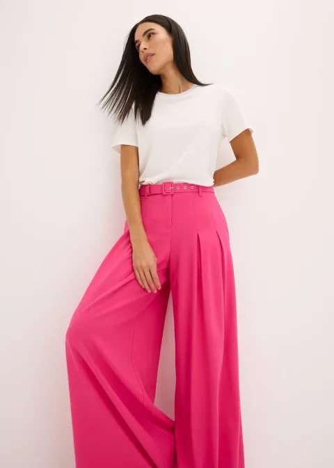 Pantalon à pinces avec ceinture (ens. 2 pces)