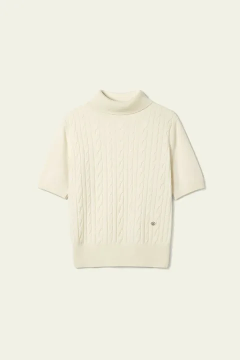 LILYSILK Pull Femme en Bébé Cachemire Doux Col Roulé à Manches Courtes Taille L