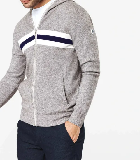 IZAC - Sweat pull zippé gris chiné ''Nikos''