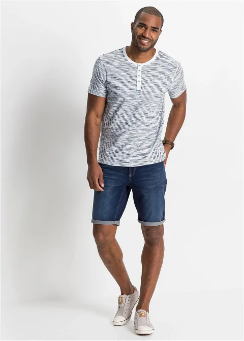 T-shirt col tunisien, 100% coton