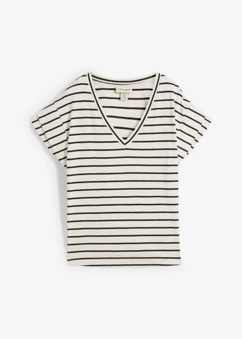 T-shirt rayé à manches volantées
