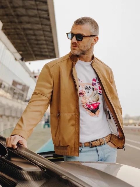 IZAC - Blouson col motard camel 24h Le Mans