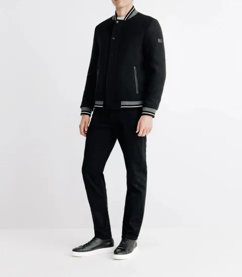 IZAC - Blouson teddy en laine noir