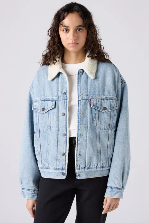 Levi's Veste Trucker Sherpa '90 - Femme - Bleu / Morning Sunlight - XS