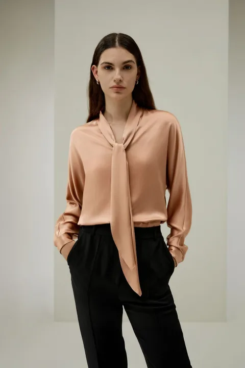 LILYSILK Chemisier En Soie Une Coupe Ample Et Décontractée Pure Soie Facile À Assortir Légèreté Luxueuse Rose Quartz M