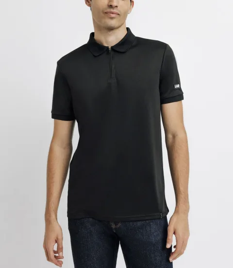 IZAC - Polo col zippé avec patch noir
