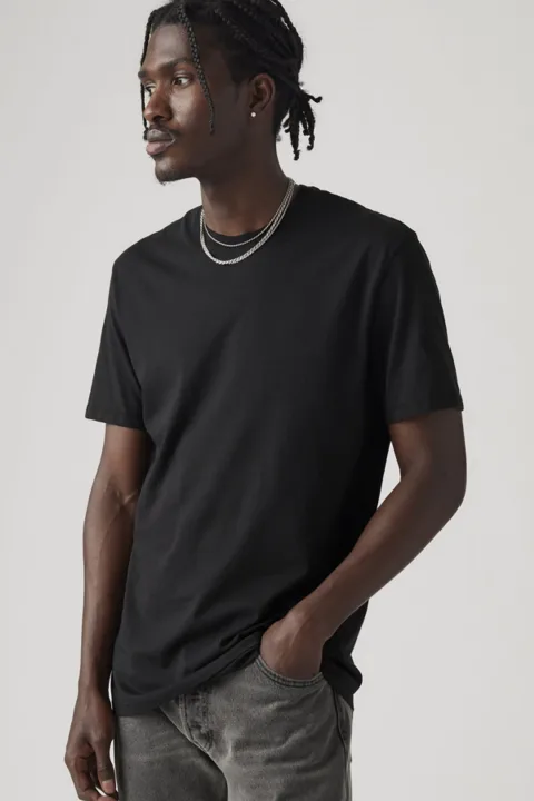 Levi's T Shirt Slim À Col Ras Du Cou Lot De 2 - Homme - Noir / Black - 2XS