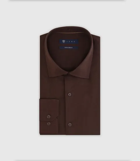 IZAC - Chemise ville ajustée marron
