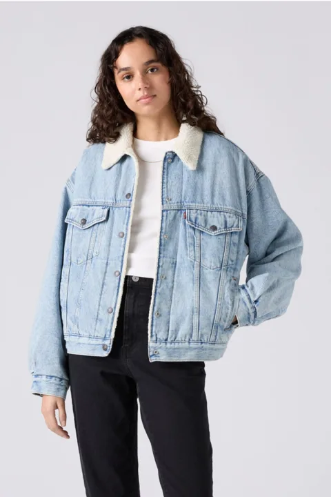 Levi's Veste Trucker Sherpa '90 - Femme - Bleu / Morning Sunlight - XS
