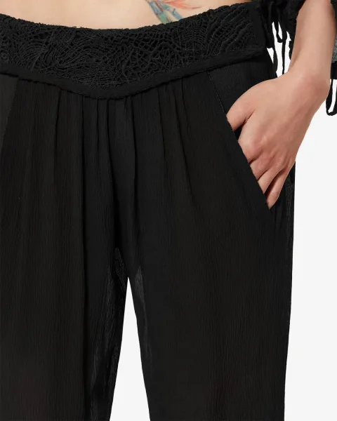 Pantalon Guylene - Femme - Noir - Taille42 - Isabel Marant - Collection Été Femme - Nouvelle Collection Capsule La Riviera