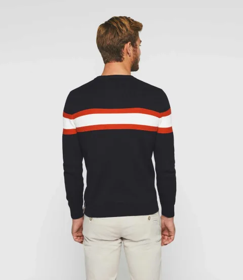 IZAC - Pull col rond marine ''Donovan''