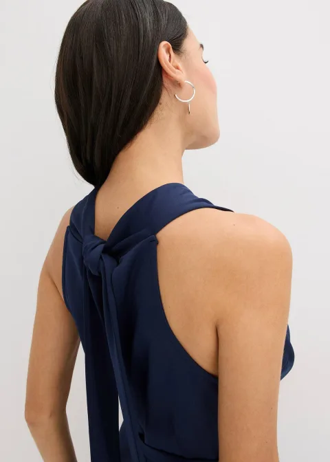 Robe midi aspect portefeuille à empiècement plissé