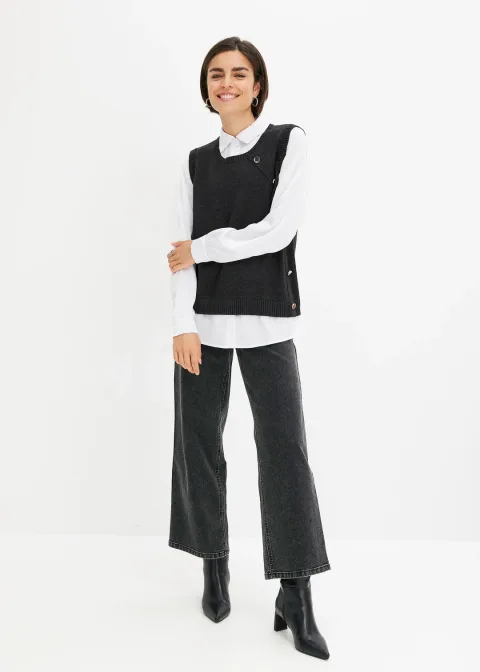 Pull à empiècement chemisier