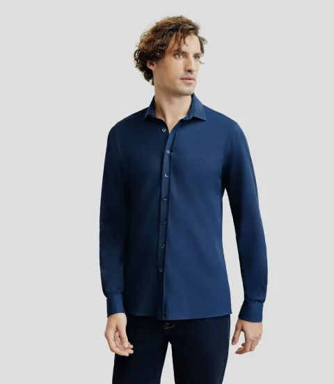 IZAC - Chemise slim en maille marine