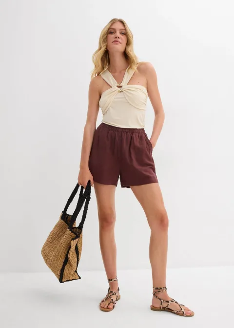 Top dos nu avec boucle en métal martelé