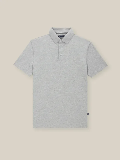 IZAC - Polo boutonné piqué gris chine