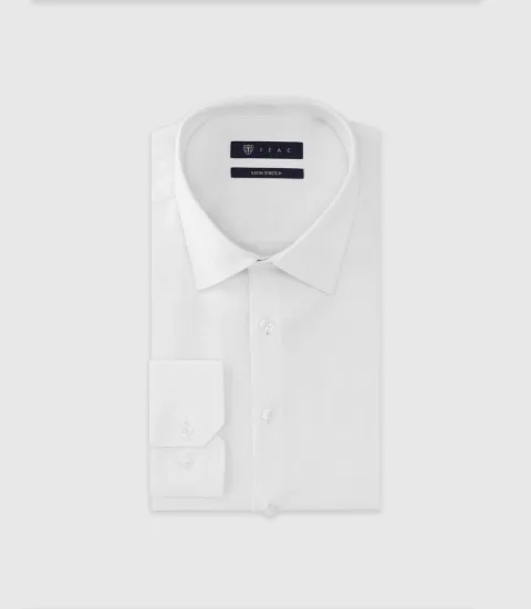 IZAC - Chemise en satin stretch blanche