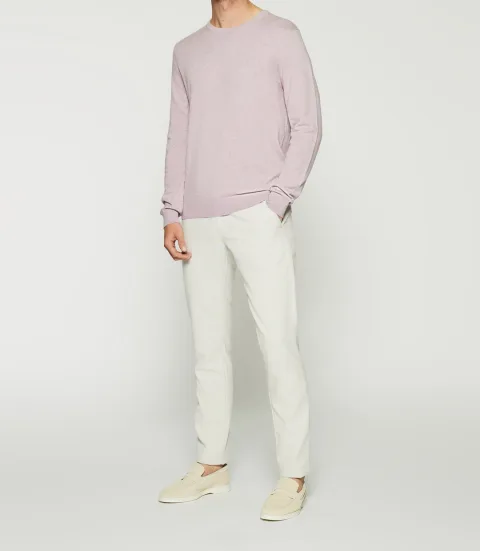 IZAC - Pull col rond en coton cachemire violet parme DRISS