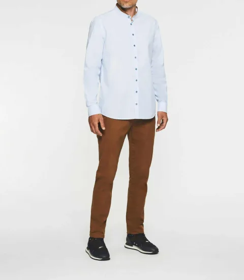 IZAC - Chemise casual bleu ciel et marron JEWIS