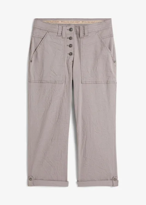 Pantalon extensible avec effet crash, longueur 3/4