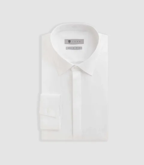 IZAC - Chemise en satin de coton blanc SATINCACHE