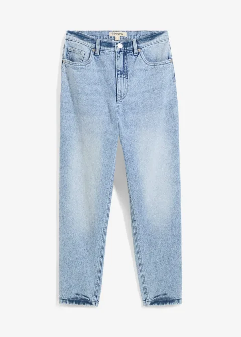 Jean mom taille haute, cropped, peu extensible