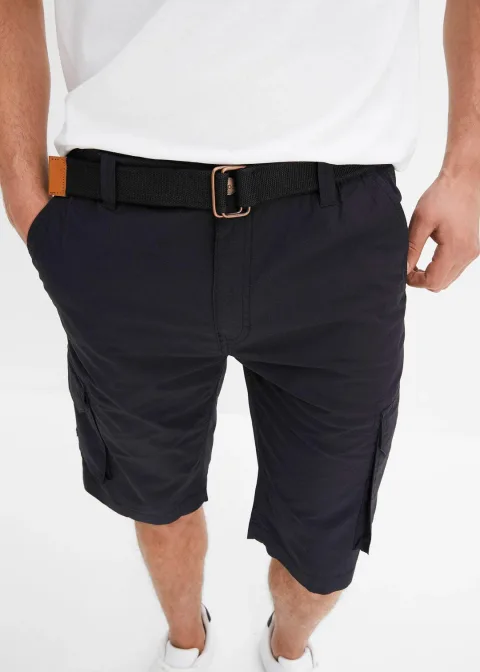Bermuda cargo avec ceinture et taille élastiquée, regular