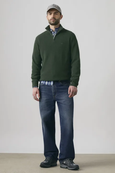 Levi's Sweat 1/4 Zip Housemark - Homme - Vert / Duffel Bag Heather Green - 2XL