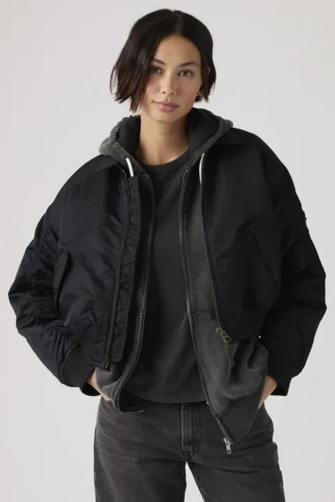 Levi's Blouson D'aviateur Crop Bowie - Femme - Noir / Anthracite Night - XS