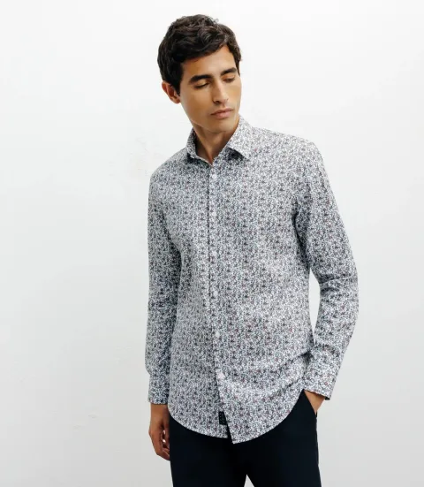 IZAC - Chemise casual imprimé fleurs bleu