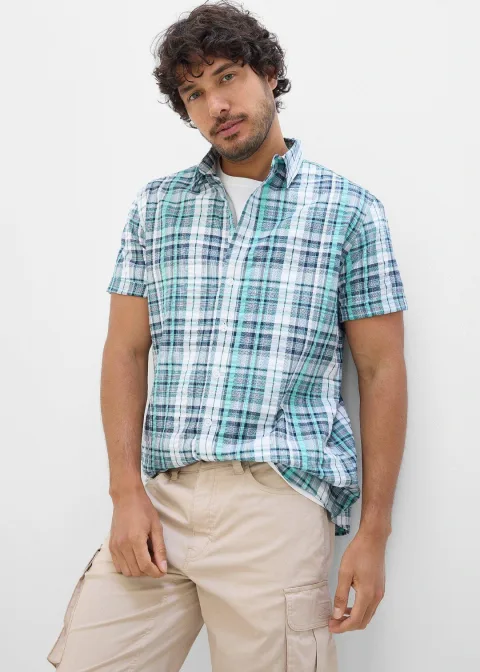 Chemise manches courtes en seersucker 100% coton