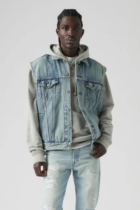 Levi's Veste Trucker Relaxed - Homme - Bleu / Kentucky Blue Vest - 2XL