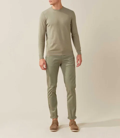IZAC - Pull col rond kaki ''Felix''