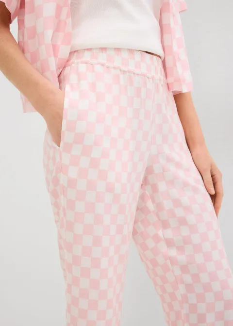 Pantalon ample à carreaux, en viscose fluide