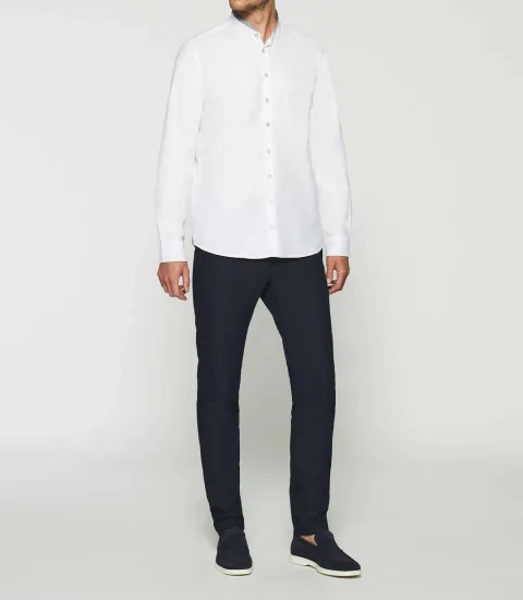 IZAC - Chemise à coudières blanche et marine KENNY