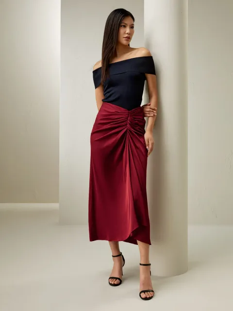 LILYSILK Top épaules dénudées soie Bleu Marine XS - 100% Soie Lavable, Élégant et Ajusté