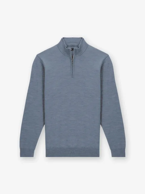 IZAC - Pull col zip indigo