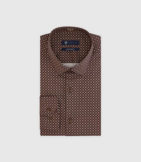 IZAC - Chemise à pois marron