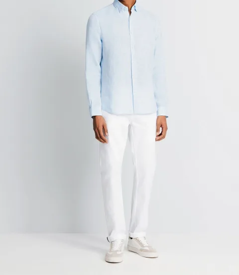 IZAC - Chemise casual en lin ciel