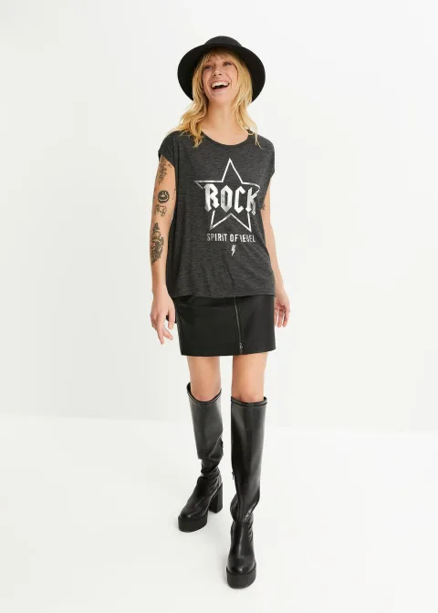 T-shirt long en viscose mélangée
