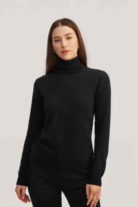 Pull à col montant en pur cachemire pour femme