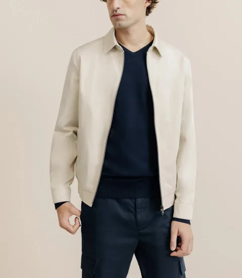 IZAC - Blouson col chemise beige