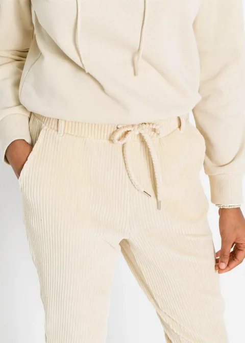 Pantalon en velours côtelé à taille élastiquée