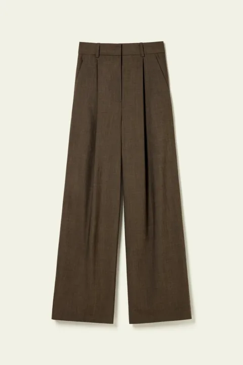 LILYSILK Pantalon Plissé Soie-Laine Havane T44 - Chic & Confortable