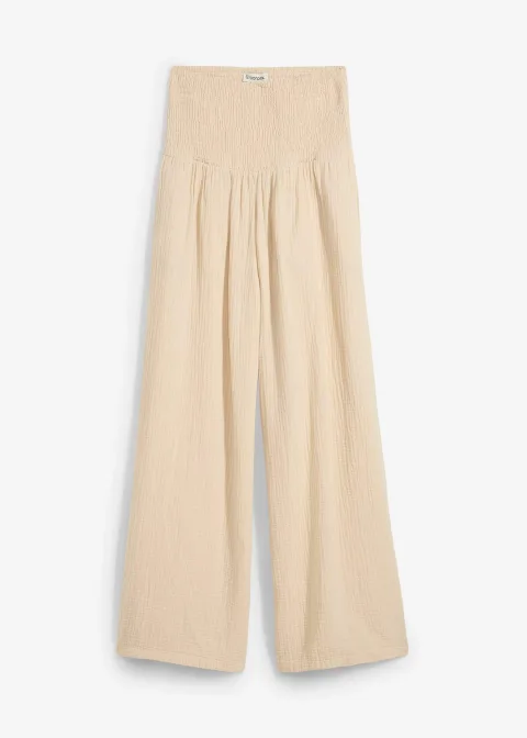 Pantalon palazzo en gaze de coton
