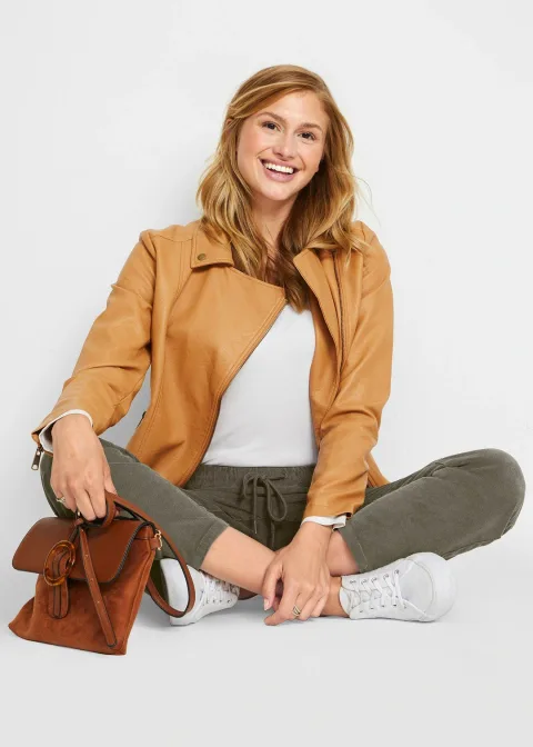 Pantalon en velours côtelé, taille élastiquée